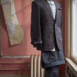 Checker Print Black Tuxedo Pants With Red Silk Piping