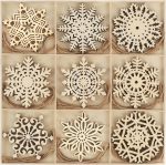 N&T NIETING 27pcs Wooden Snowflakes Shaped Embellishments Hanging Ornaments 1