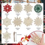 N&T NIETING 27pcs Wooden Snowflakes Shaped Embellishments Hanging Ornaments 2