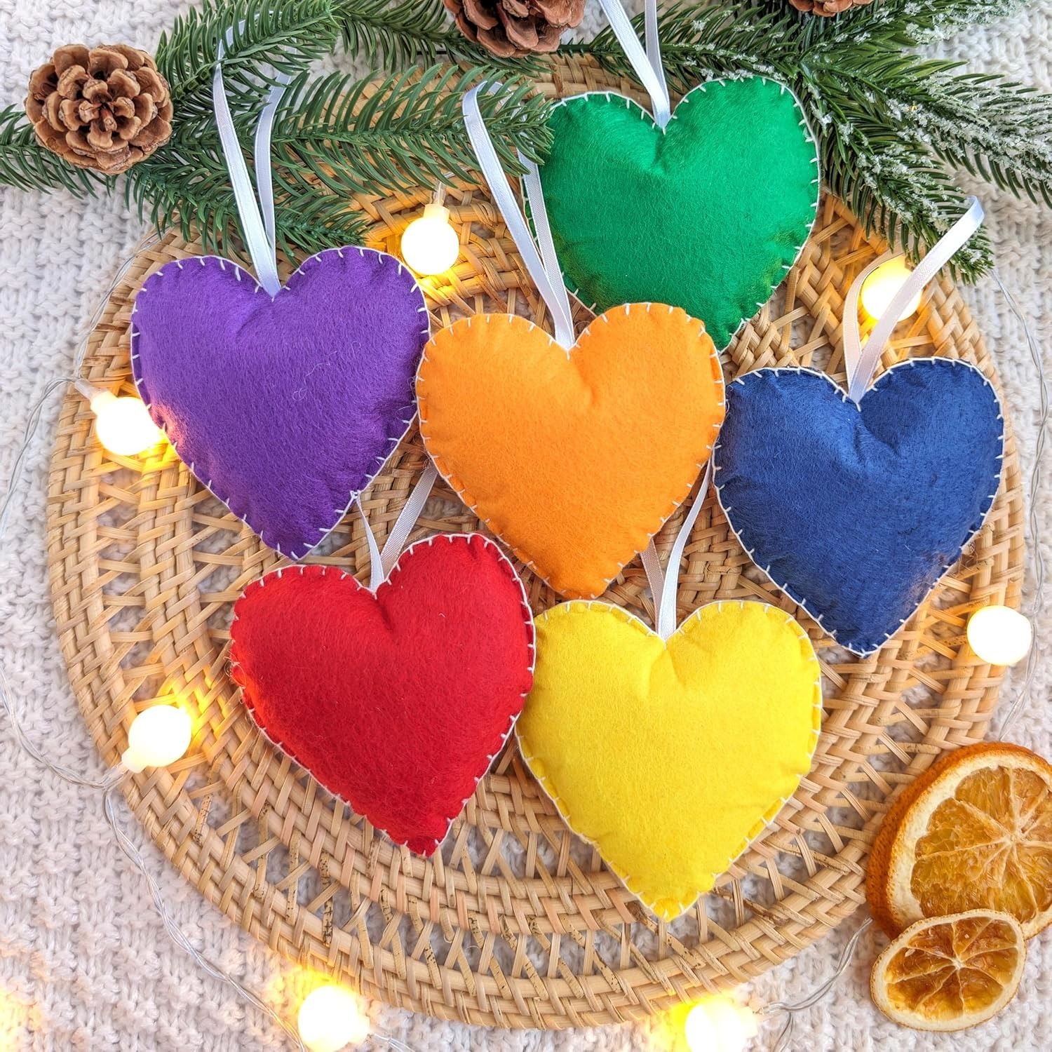 Rainbow Heart Felt Ornaments 6