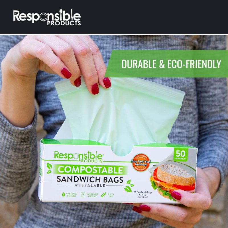 Responsible Products Certified Compostable SANDWICH Resealable Zip Bag 2