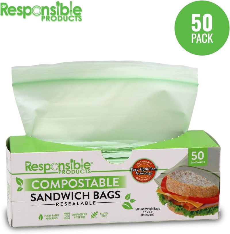Responsible Products Certified Compostable SANDWICH Resealable Zip Bag 3