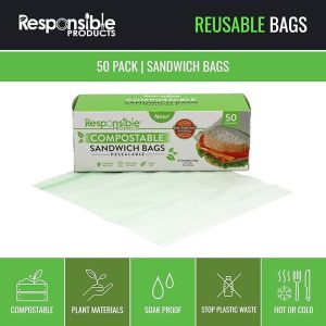 Responsible Products Certified Compostable SANDWICH Resealable Zip Bag 4