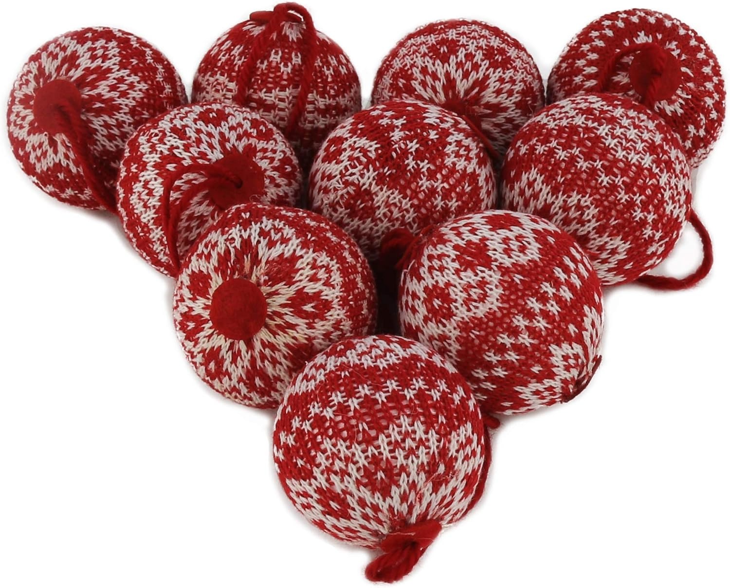 WEWILL 2.75″ 10 PCS Red Knitted Sweater Christmas Ball 1