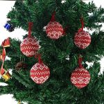 WEWILL 2.75″ 10 PCS Red Knitted Sweater Christmas Ball 6