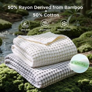 Bedsure Cooling Bamboo Waffle Queen Size Blanket