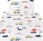 Dinosaur Construction Work Digger Cars Vehicle Cute Cozy Fun Twin Sheet2