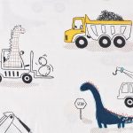 Dinosaur Construction Work Digger Cars Vehicle Cute Cozy Fun Twin Sheet5