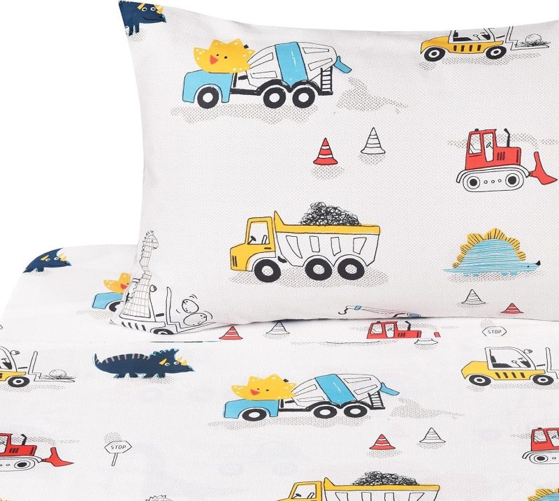 J pinno Dinosaur CW_ DC Vehicle_ Cute Cozy Fun _Twin Sheet Set_01
