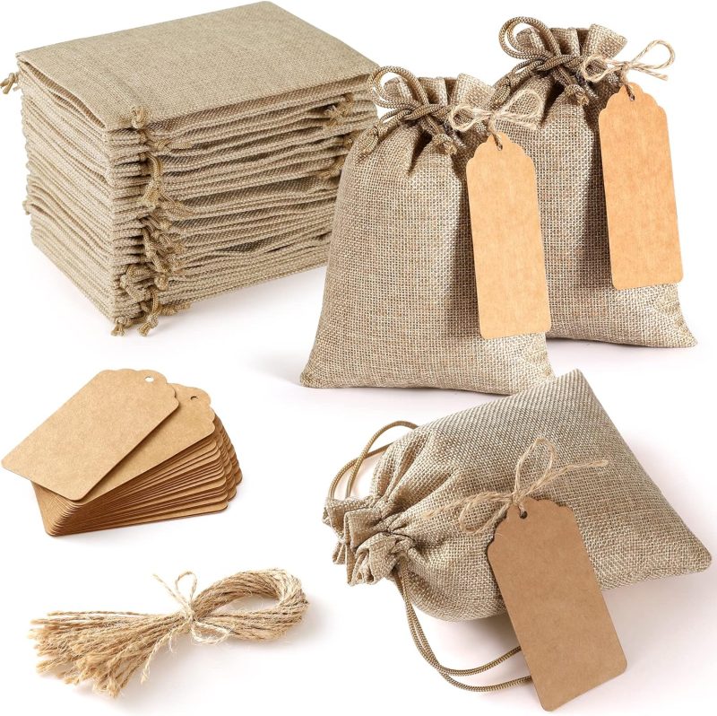 Reusable Burlap Gift Bags With Drawstring