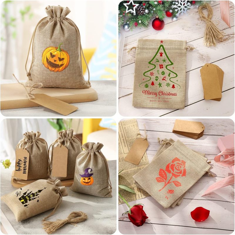 Reusable Burlap Gift Bags With Drawstring4