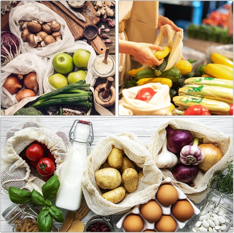 Reusable Cotton Mesh Produce shopping Bags 4