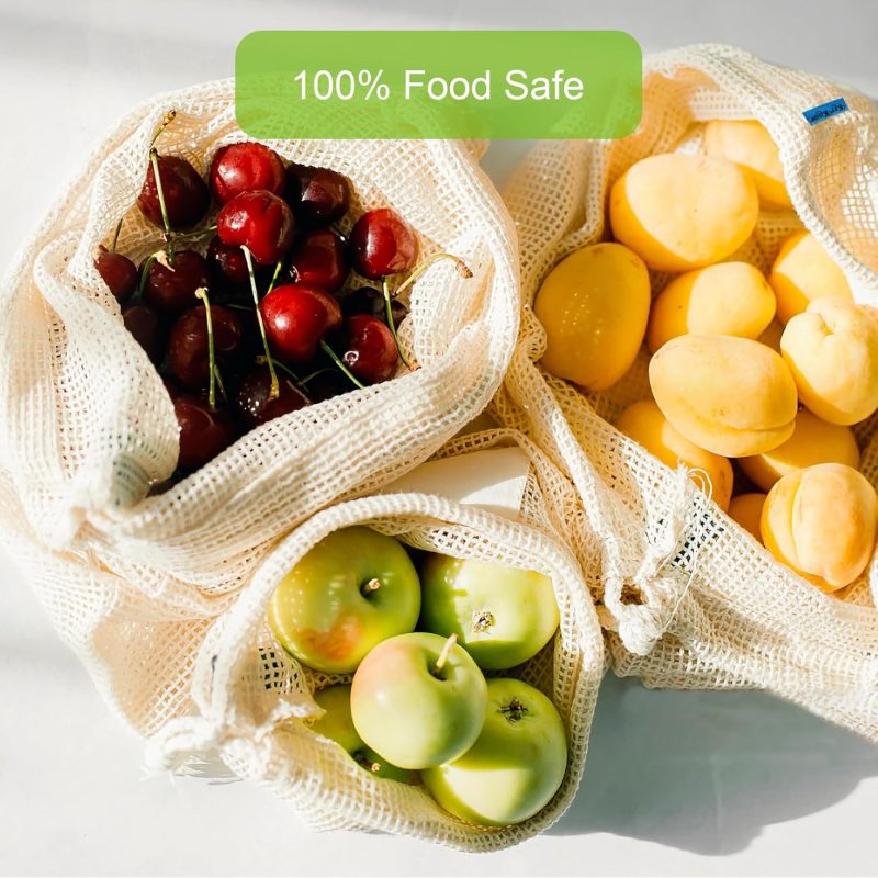 Reusable Cotton Mesh Produce shopping Bags 5