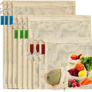 Reusable Cotton Mesh Produce shopping Bags 9