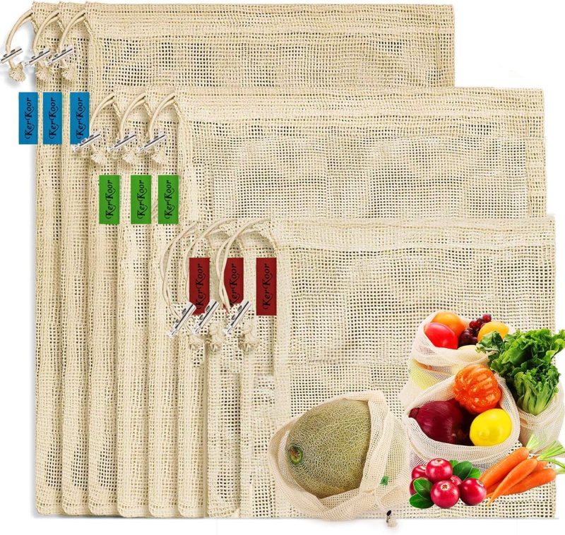Reusable Cotton Mesh Produce shopping Bags 9