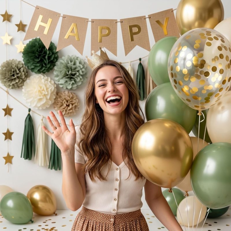 Sage Green Happy Birthday Party Decorations 2