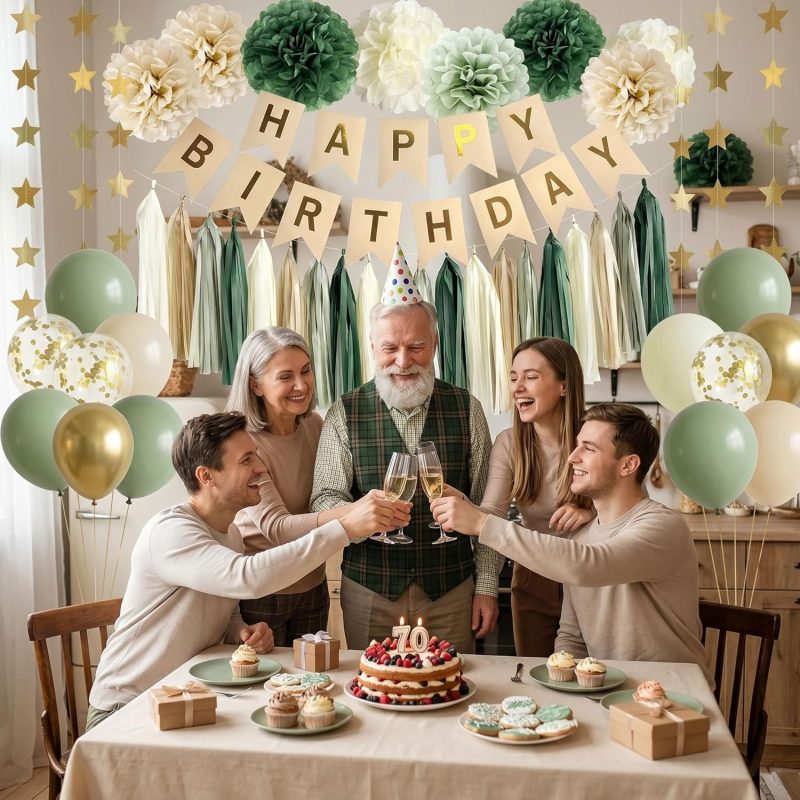 Sage Green Happy Birthday Party Decorations 5