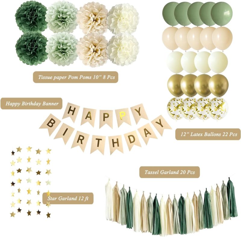 Sage Green Happy Birthday Party Decorations1