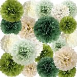 Sage Green Tissue Paper Pom Poms 1