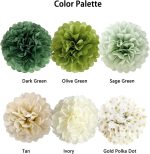 Sage Green Tissue Paper Pom Poms 2