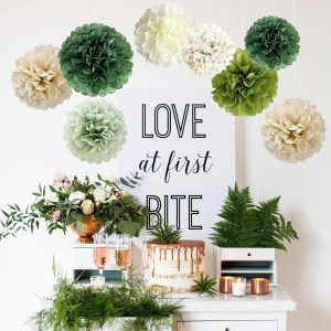Sage Green Tissue Paper Pom Poms 4