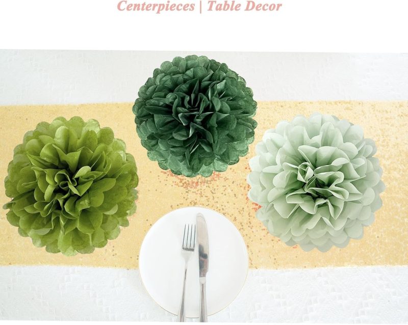 Sage Green Tissue Paper Pom Poms 5
