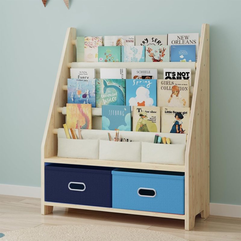 Wooden Kids Book Rack Storage Bookshelf 1