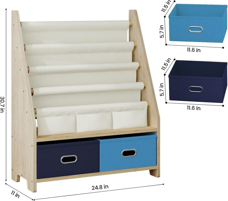 Wooden Kids Book Rack Storage Bookshelf 2