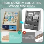 Wooden Kids Book Rack Storage Bookshelf 5
