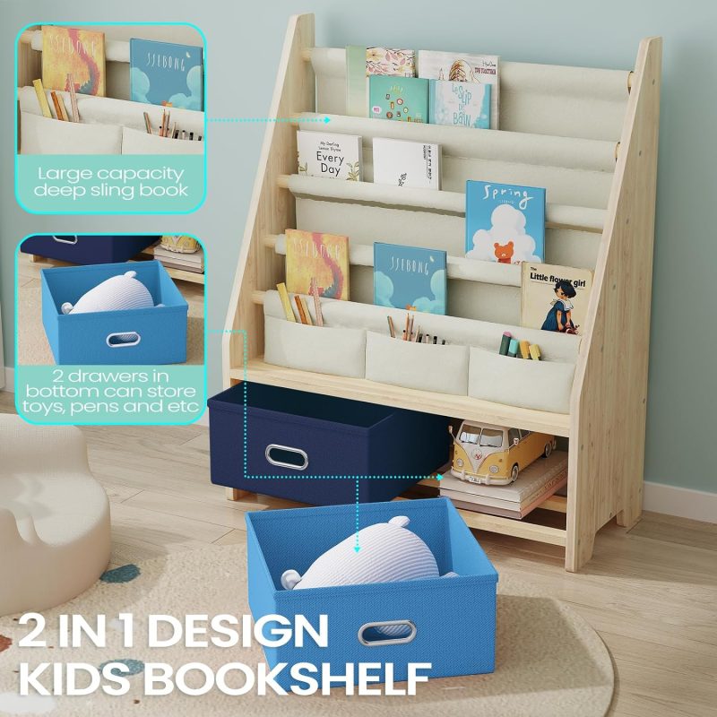 Wooden Kids Book Rack Storage Bookshelf3