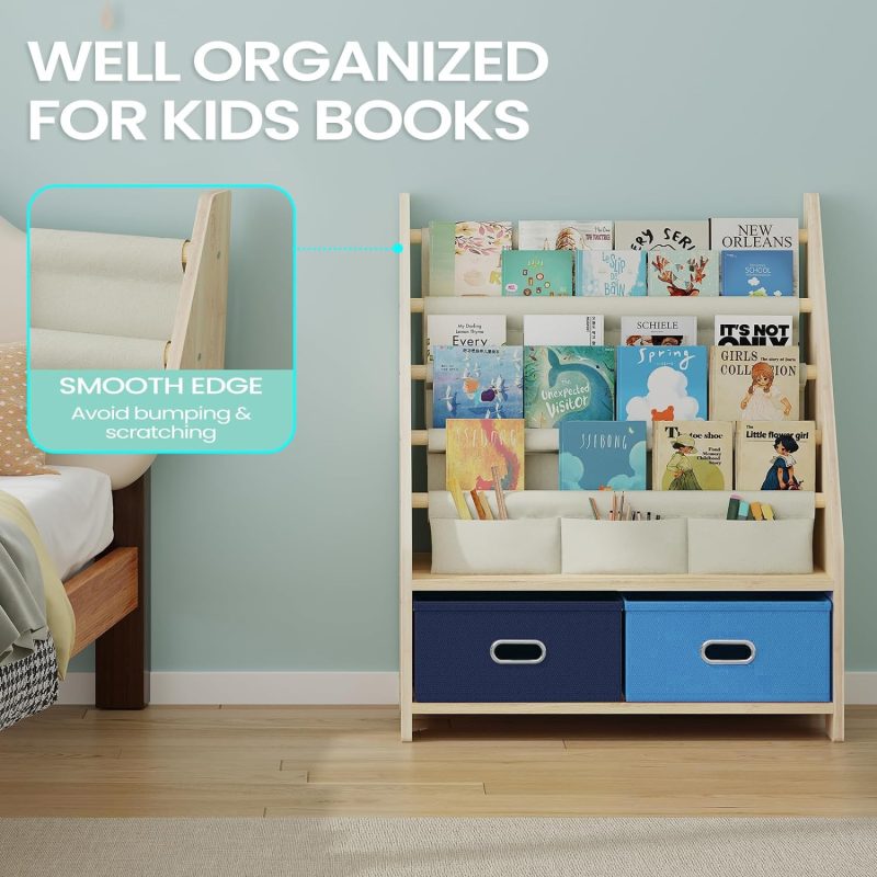 Wooden Kids Book Rack Storage Bookshelf6