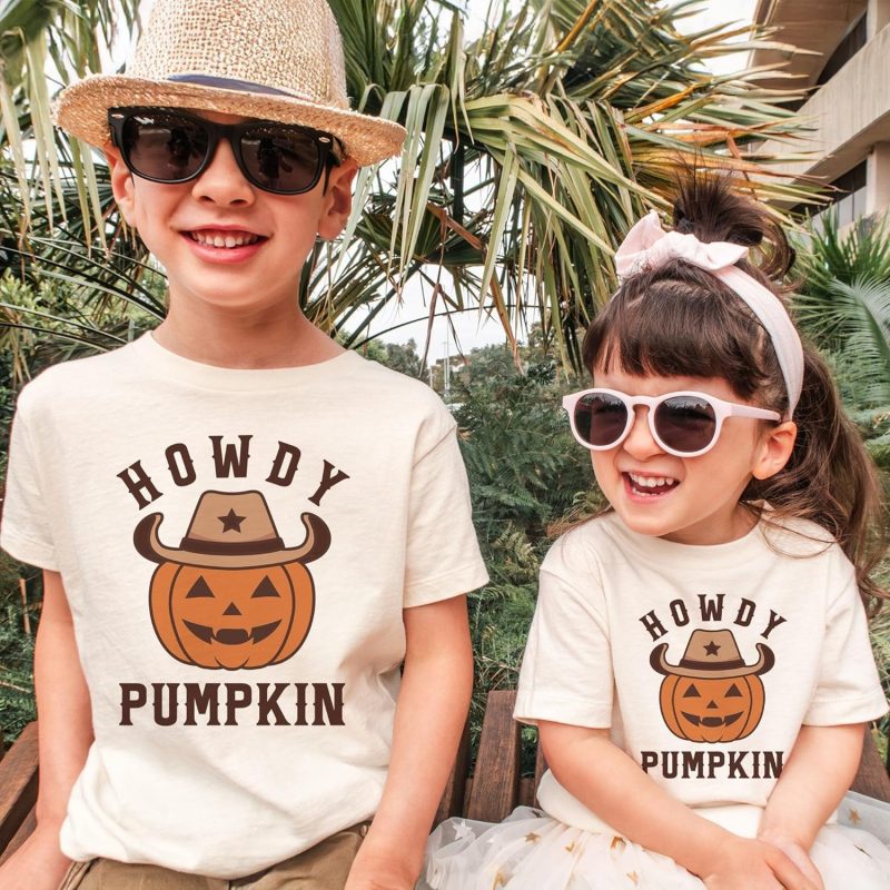 Howdy Pumpkin Halloween Kids Shirt-03