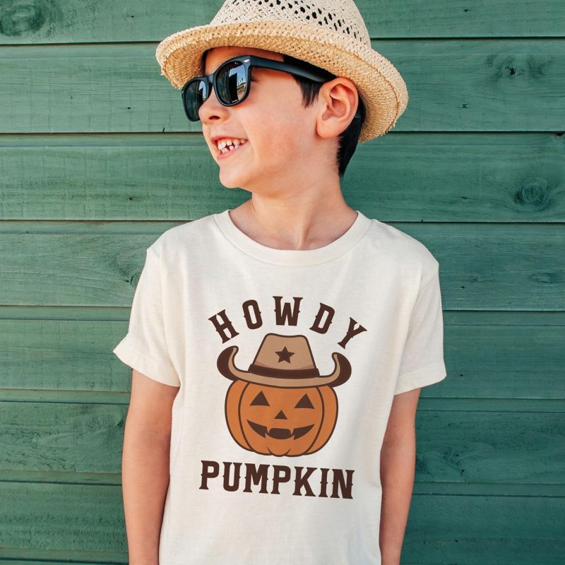 Howdy Pumpkin Halloween Kids Shirt-05
