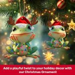 2 Side Printed Frog Wooden Christmas Ornaments