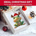 2 Side Printed Frog Wooden Christmas Ornaments