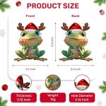 2 Side Printed Frog Wooden Christmas Ornaments