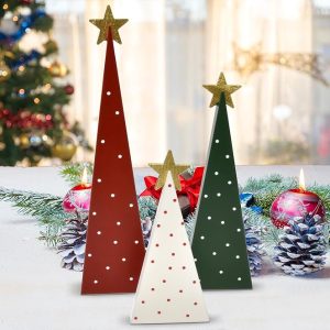 3 Christmas Trees Wooden Table Decorations