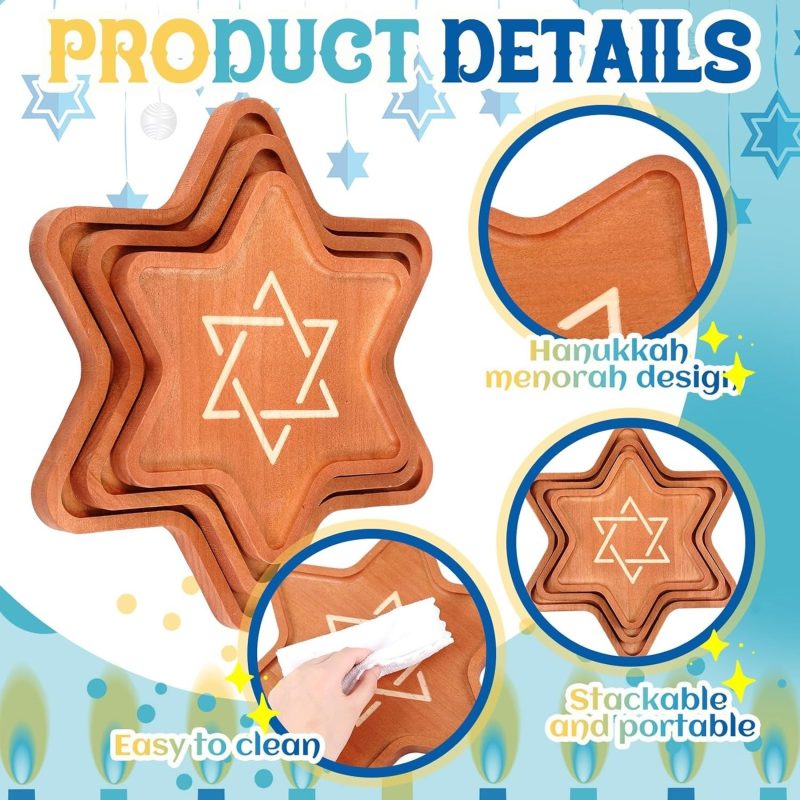 Hanukkah Platters Wood Decorative Trays_02