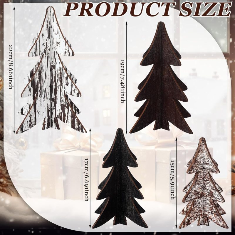 Syhood 4 Pcs Neutral Wooden Christmas Tree -01